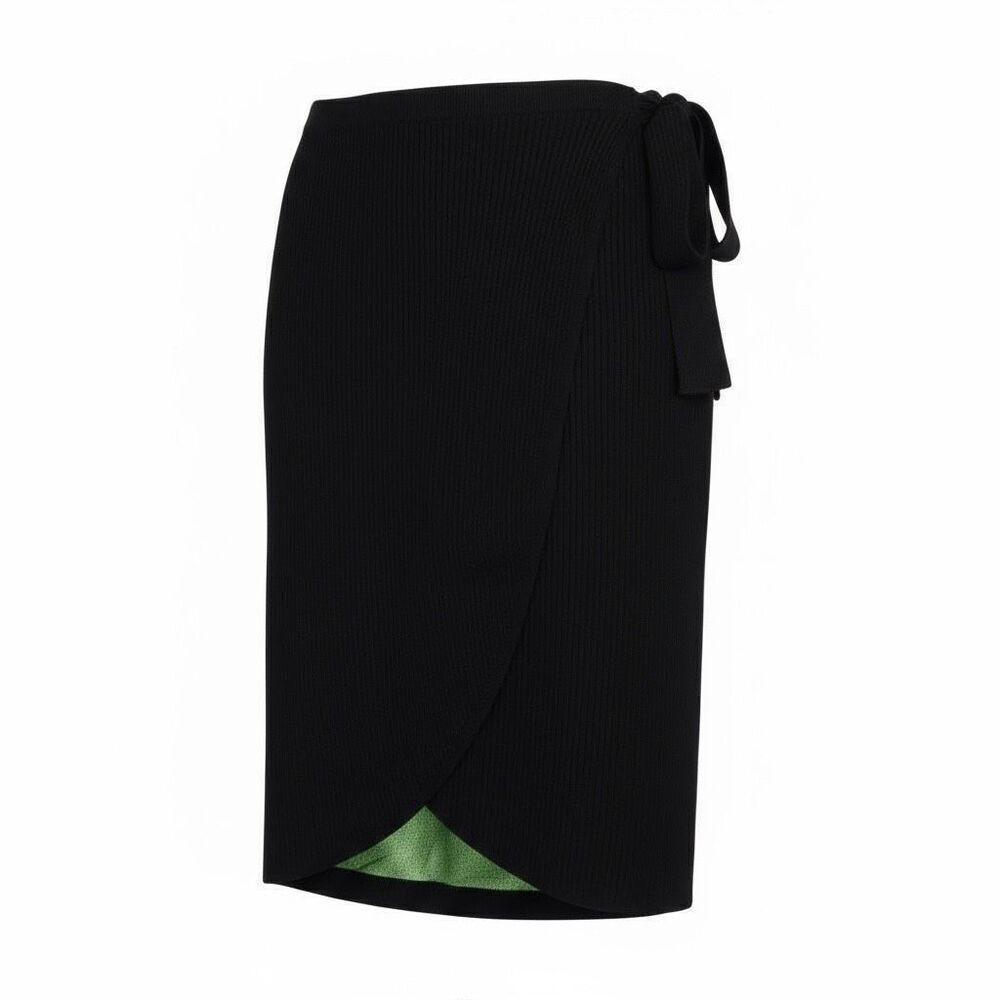 Tulle Wrap Tie Ribbon Mini Skirt Black Size Medium